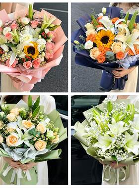 南充南部营山蓬安仪陇西充县同城鲜花店玫瑰百合花束送老婆女朋友