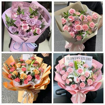 保定市蠡县顺平县博野县雄县同城鲜花店配送母亲节康乃馨百合花束