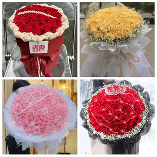 庆阳市合水正宁县宁县镇原县同城鲜花店情人节玫瑰花束礼盒送女友