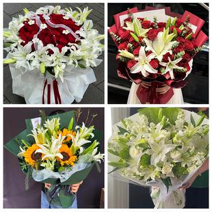 送来宾市兴宾区忻城县象州县同城鲜花店玫瑰百合花束送老婆女朋友