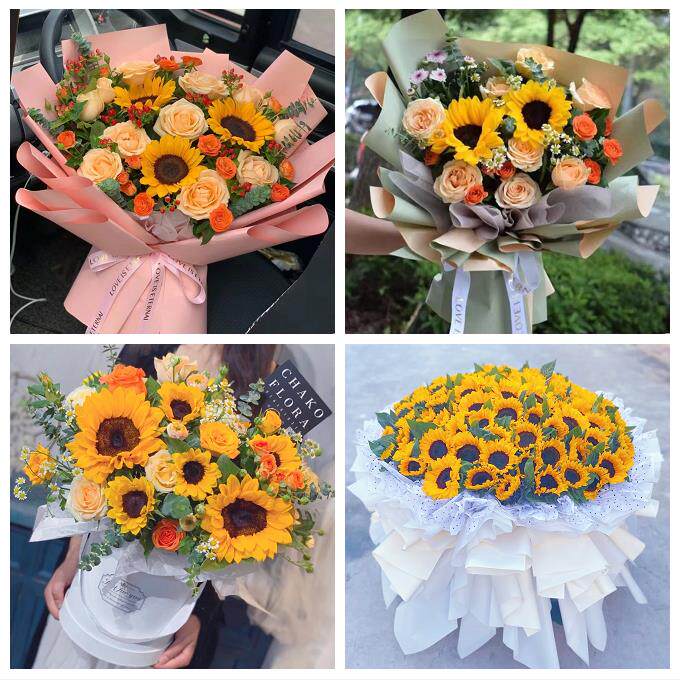 吉林通化市柳河县梅河口集安市同城鲜花店学生高考向日葵玫瑰花束