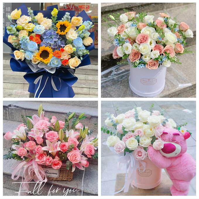 北京市房山区良乡周口店琉璃河同城鲜花店向日葵玫瑰混搭生日花束