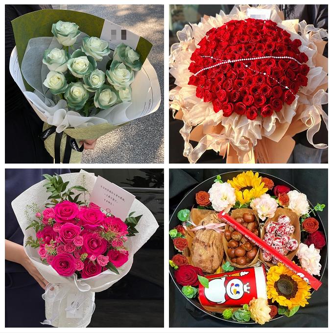 承德市隆化丰宁县宽城围场县同城鲜花店送卡布碎冰蓝玫瑰生日花束