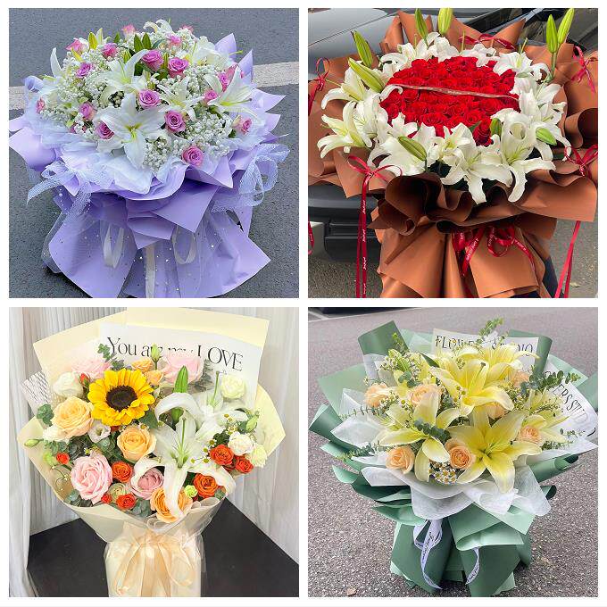 河南洛阳市涧西区吉利区洛龙区同城鲜花店送玫瑰百合花束老婆生日