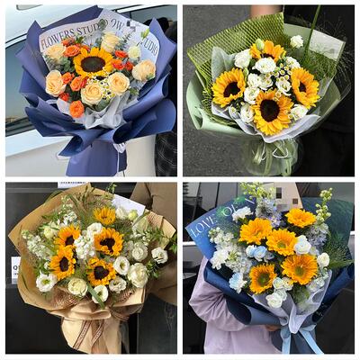 中高考向日葵玫瑰混搭花束忻州市繁峙宁武静乐县神池县同城鲜花店