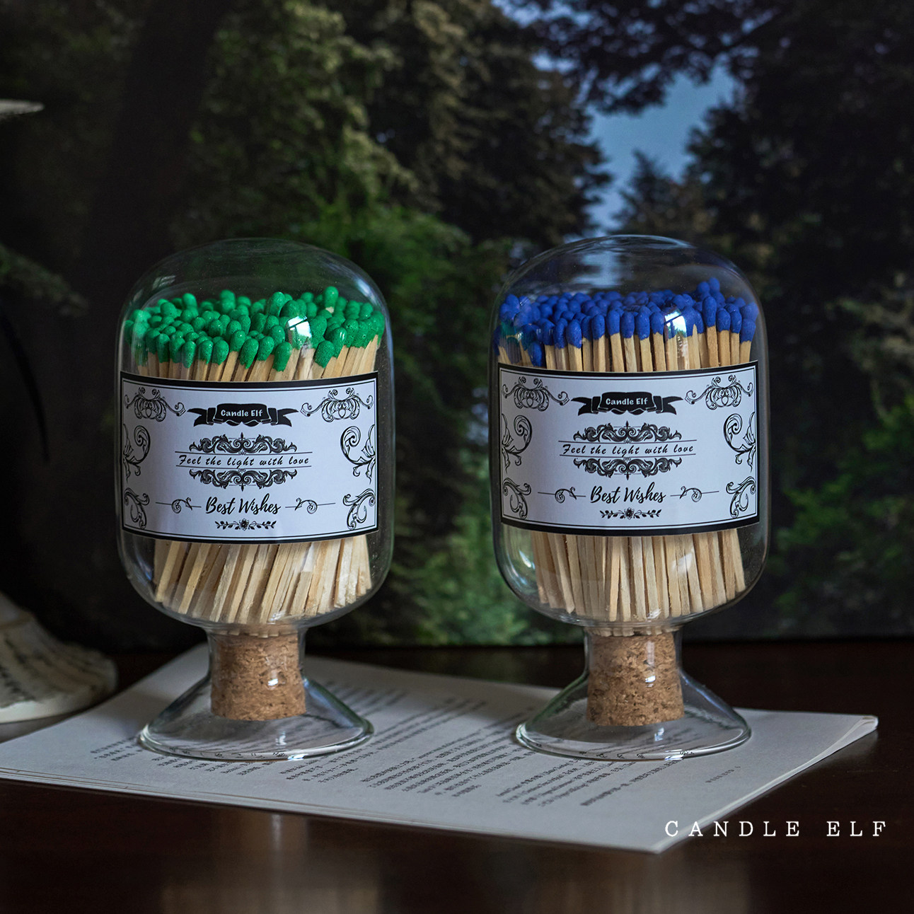 《人间烟火》玻璃瓶火柴防潮耐燃香薰蜡烛专用壁炉点火工具摆件