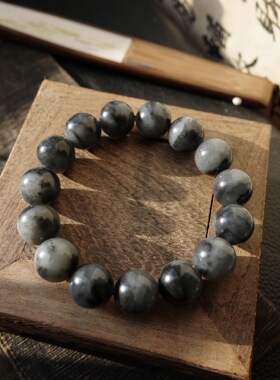 【谢钰儿】新疆和田玉籽料青花籽料手串14mm