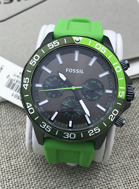 FOSSIL手表硅胶表带三眼多功能星期日历石英机芯轻奢时尚防水男表