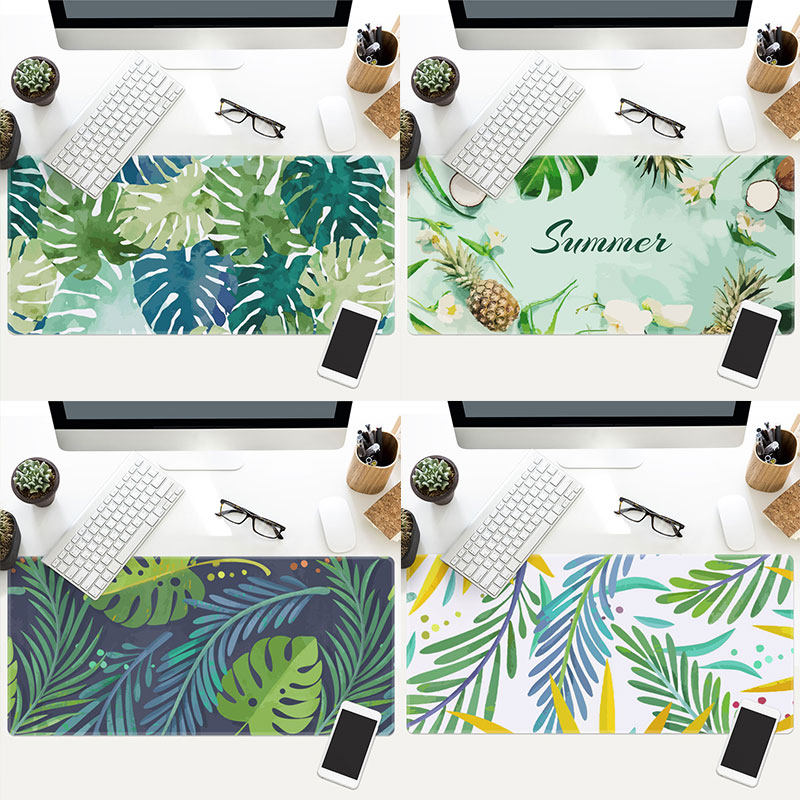 格调植物 绿色女鼠标垫超大防水锁边游戏鼠标垫电脑键盘防滑桌垫