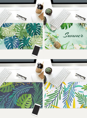 格调植物 绿色女鼠标垫超大防水锁边游戏鼠标垫电脑键盘防滑桌垫