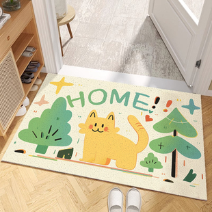 原素地垫入户卡通猫咪丝圈防滑垫卧室玄关进门可裁剪脚垫玄关地毯