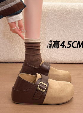 厚底内增高玛丽珍勃肯鞋女