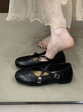法式平底红色单鞋女2026新款春季芭蕾风小皮鞋配裙子晚晚玛丽珍鞋