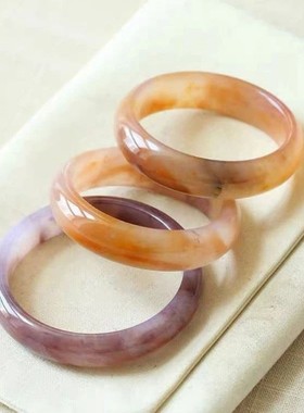 新疆紫罗兰石英质玉加宽紫色手镯