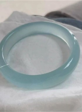 冰透蓝水天青冻海蓝玉翡翠色玉镯