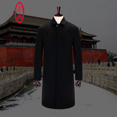 商务羊毛男士 鼎铜羊绒大衣男长款 过膝水波纹中年冬季 毛呢外套高端