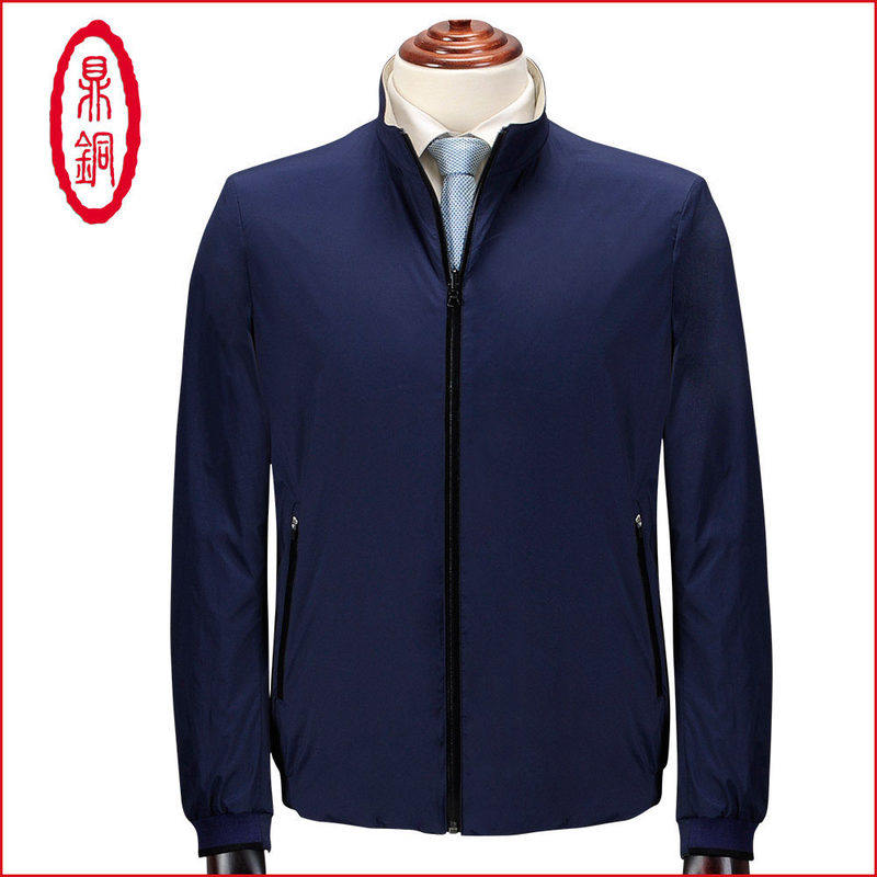 鼎铜夹克男短款春秋装新款高端商务休闲薄款中年立领修身外套外衣