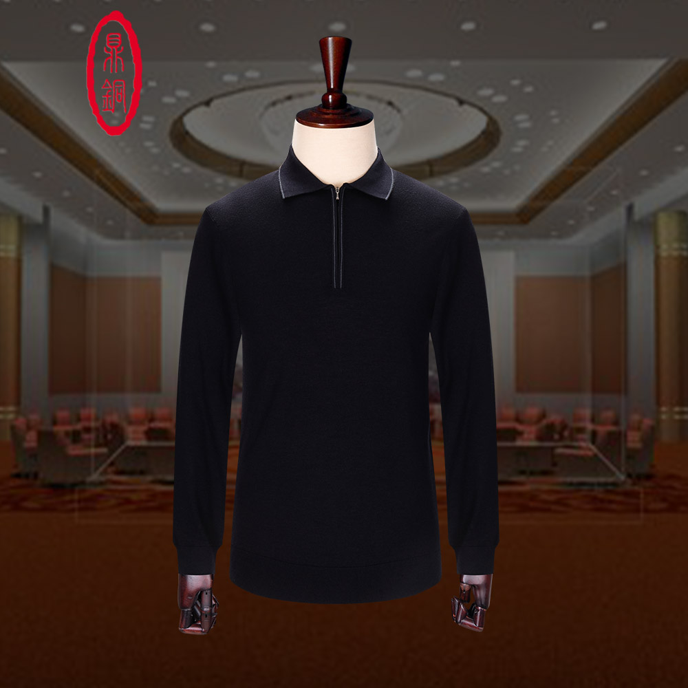 纯羊毛衫翻领秋季高档商务薄款