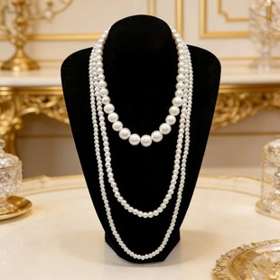 欧美轻奢风叠戴多层珍珠项链女韩简约长款百搭装饰毛衣链街拍配饰