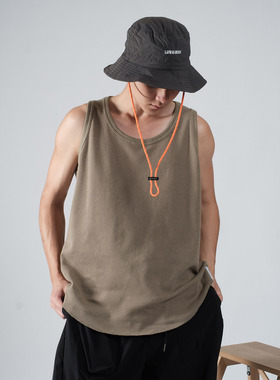 adlib 香港潮牌2024夏季新款休闲男士窝夫格背心 YT1116