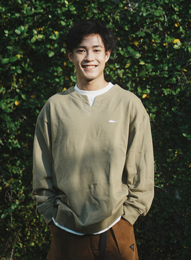 adlib香港 日系复古双层领假两件长袖上衣 仿两件层次卫衣 SW408