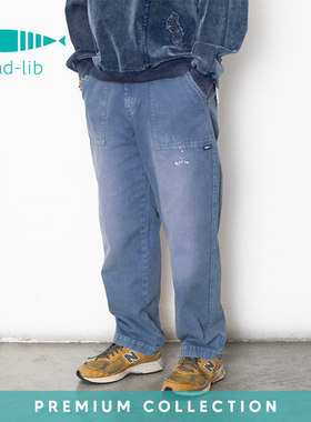 adlib香港 潮牌男士洗水工装泼墨细节工装长裤 PT424