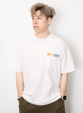 adlib香港 潮牌男士夏季新款箭形拼布口袋纯色短袖 ZT1679