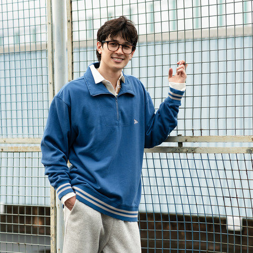 adlib香港男女同款美式半拉链纯棉长袖卫衣 SW566