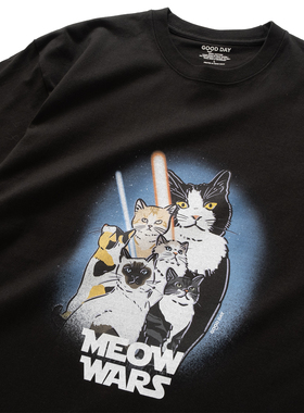 adlib 潮流爆款T恤男女纯棉夏季宽松圆领短袖MEOW WARS ZT1421