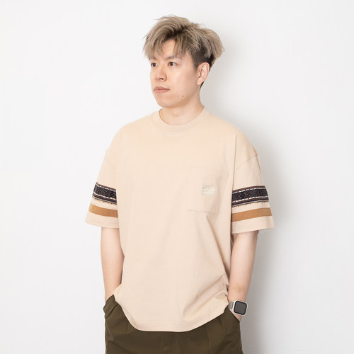 adlib香港 潮牌男士夏季纯棉手袖拼布口袋上衣短袖Tee ZT1683