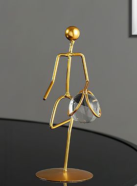 ins风立体创意抽象几何小金人摆件铁艺小人家居客厅卧室装饰摆件