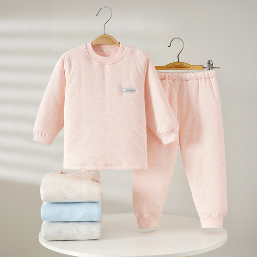 宝宝夹棉加厚棉衣套装秋冬款南极棉保暖中领纯棉婴儿睡衣儿童棉袄