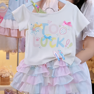可爱女孩公主上衣 T恤春夏洋气儿童卡通印花短袖 2026新款 女童短袖