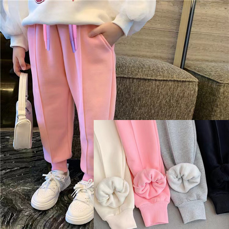 2022秋冬季加绒加厚男女童卫裤时尚童装保暖百搭运动儿童休闲长裤