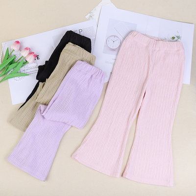 春夏季纯色女童喇叭裤薄款