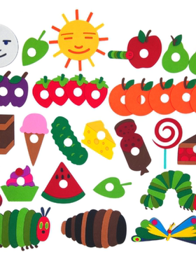 好饿的毛毛虫the very hungry caterpillar绘本故事教具毛毡布贴