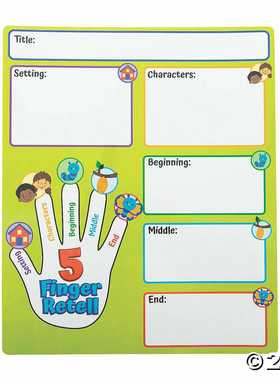 Five finger retell 故事复述海报磁性白板教学教具