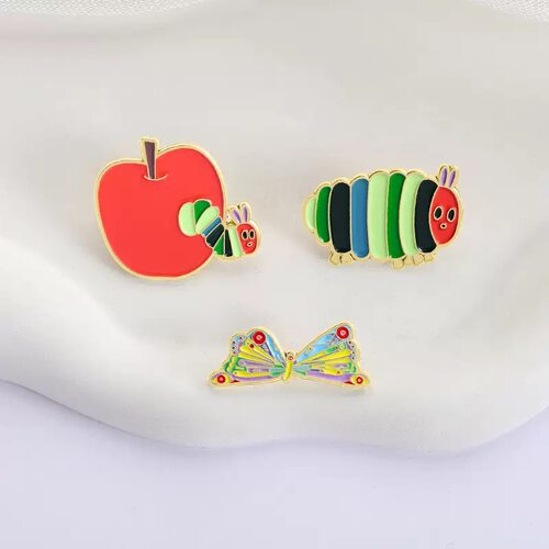 好饿的毛毛虫胸针the very humgry caterpillar pin可爱金属胸针
