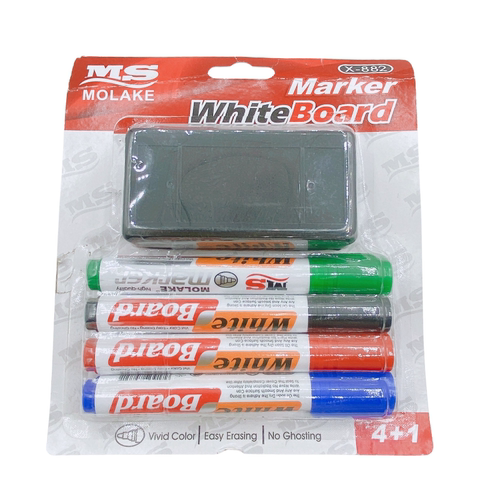 4+1装白板笔套装 水性可擦红蓝绿黑板笔办公文具白板笔彩色易擦