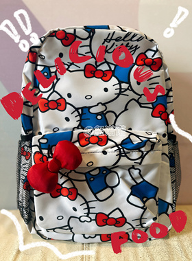 hellokitty联名书包印花背包红色蝴蝶结
