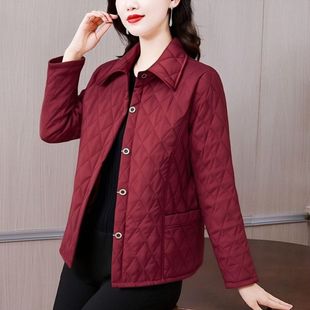 轻薄小棉袄休闲洋气妈妈装50岁保暖上衣二八月外套夹棉轻便小棉衣