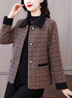 二八月外套妈妈春秋装新款富婆女装阔太太小香风开衫短款气质上衣