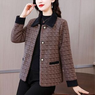 二八月外套妈妈春秋装新款富婆女装阔太太小香风开衫短款气质上衣