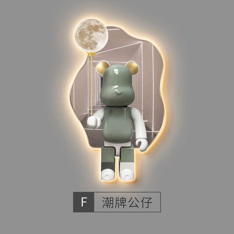 Kaws玄关装饰画轻奢led灯画背景墙挂画暴力熊高级感走廊过道壁画
