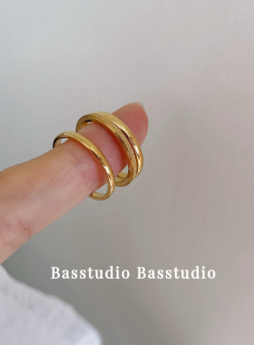 Basstudio古法传承三生三世素圈戒指女韩版简约镀18k金钛钢戒指