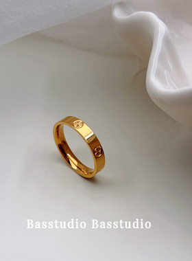 Basstudio金色米字设计感时髦轻奢精致气质博主风钛钢戒指不掉色