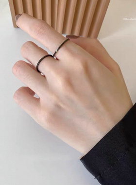 Basstudio暗黑极细素圈戒买一送一钛钢不掉色高级简约个性戒指