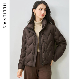 海兰丝商场同款简约风短款立领羽绒服女冬季鸭绒轻羽绒外套