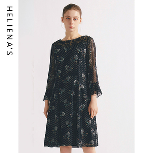 海兰丝法式连衣裙 HOT 圆领连衣裙 高级感夏季新款花色裙子