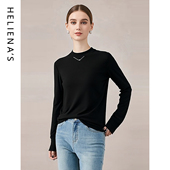 针织衫 女修身 显瘦均码 海兰丝极简风半高领长袖 打底衫